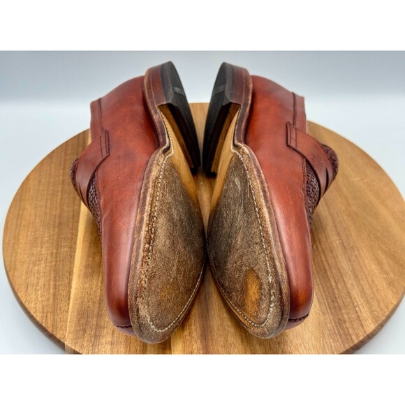 ALLEN EDMONDS Leyland Woven Leather Penny Loafers Brown 10 C  display picture 3